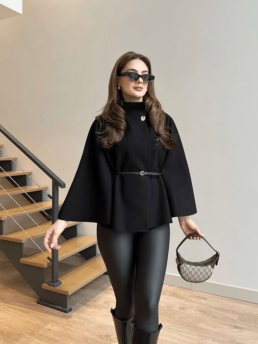 Adele | Wool Poncho Belted Cape Coat