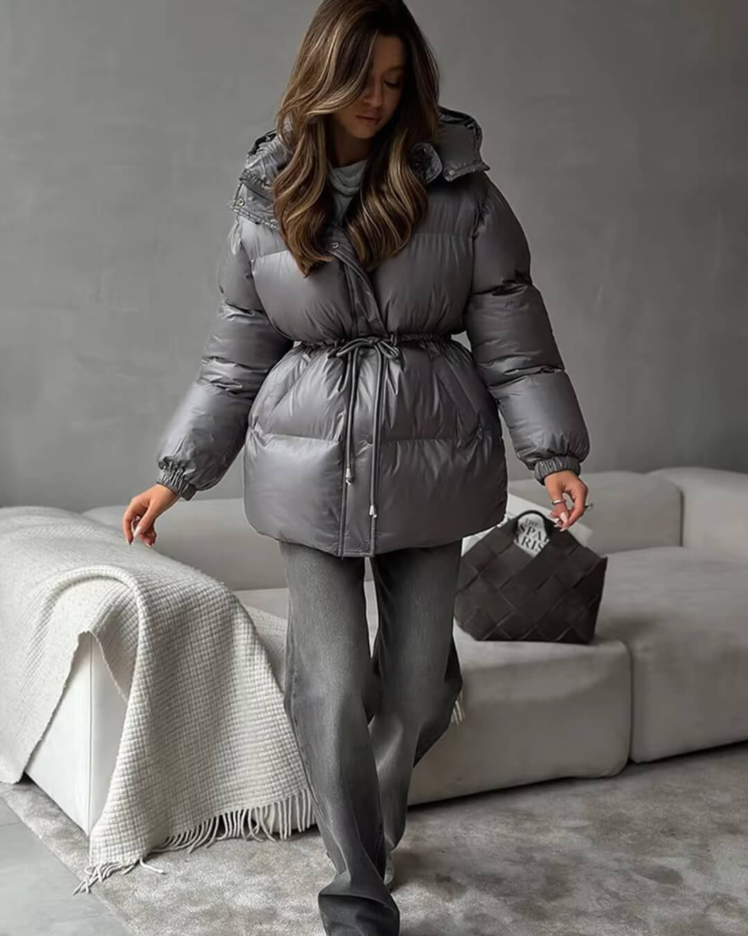 Maggie | Belted Puffer Jacket with High Neck